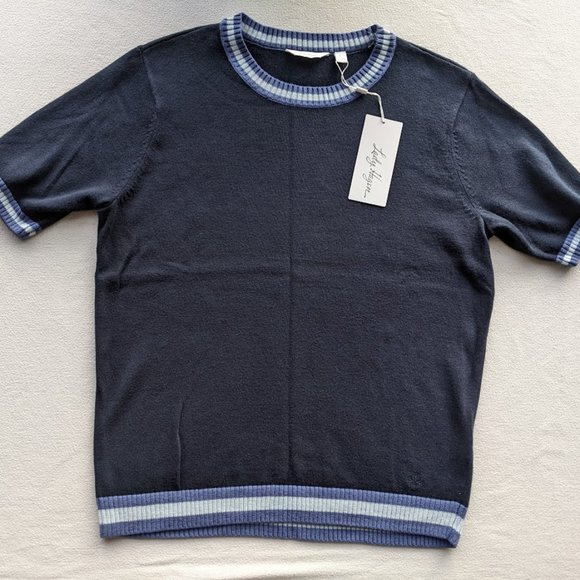 Women's Lady Hagen Clubhouse Short Sleeve Sweater Size XL Blue Knit Crew NEW - Picture 2 of 7